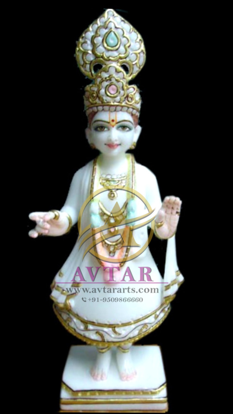 Swaminarayan White Marble Statue